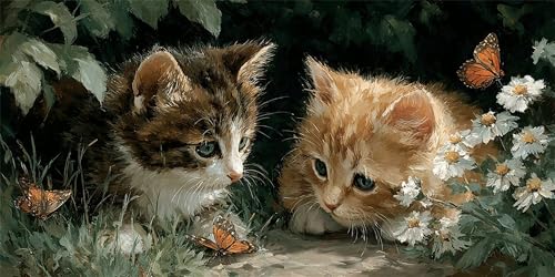 Katzen Diamond Painting Erwachsene, Wald Diamond Painting Set für Kinder, Crystal Art für Anfänger, DIY Diamant Kunst Mosaikherstellung, Diamant Kunst Erwachsene Groß XXL, Wand Deko, 100x200cm p-521 von Duushuait