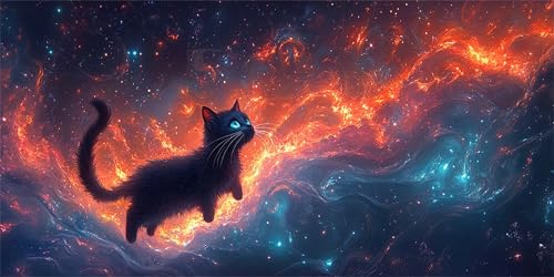 Katzen Diamond Painting Erwachsene, schwarz Diamond Painting Set für Kinder, Crystal Art für Anfänger, DIY Diamant Kunst Mosaikherstellung, Diamant Kunst Erwachsene Groß XXL, Wand Deko, 40x80cm p-497 von Duushuait