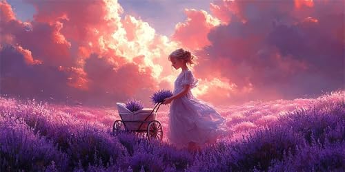 Mädchen Diamond Painting Erwachsene, Violett Diamond Painting Set für Kinder, Crystal Art für Anfänger, DIY Diamant Kunst Mosaikherstellung, Diamant Kunst Erwachsene XXL, Wand Deko, 80x160cm p-603 von Duushuait
