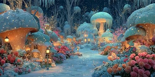 Pilze Diamond Painting Erwachsene, Winter Diamond Painting Set für Kinder, Crystal Art für Anfänger, DIY Diamant Kunst Mosaikherstellung, Diamant Kunst Erwachsene Groß XXL, Wand Deko, 60x120cm p-555 von Duushuait