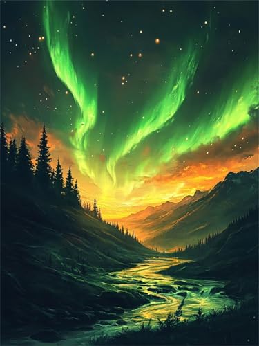 Polarlicht Diamond Painting Kinder, Grün Diamond Painting Erwachsene, Anfänger Crystal Art Set, Entspannendes & Stressabbau Kunsthandwerk, Perfektes Geschenke, für Home Wall Decor 80x110cm f-291 Polarlicht Diamond Painting Kinder, Grün Diamond Painting Erwachsene, Anfänger Crystal Art Set, Entspannendes & Stressabbau Kunsthandwerk, Perfektes Geschenke, für Home Wall Decor 80x110cm f-291 von Duushuait