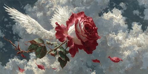 Rosen Diamond Painting Erwachsene, Flügel Diamond Painting Set für Kinder, Crystal Art für Anfänger, DIY Diamant Kunst Mosaikherstellung, Diamant Kunst Erwachsene Groß XXL, Wand Deko, 40x80cm p-543 von Duushuait