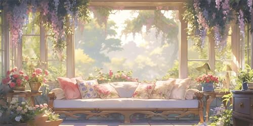 Sofa Diamond Painting Erwachsene, Blumen Diamond Painting Set für Kinder, Crystal Art für Anfänger, DIY Diamant Kunst Mosaikherstellung, Diamant Kunst Erwachsene Groß XXL, Wand Deko, 20x40cm p-675 von Duushuait