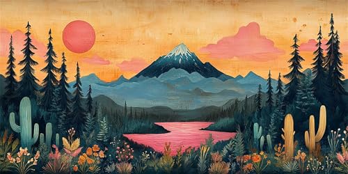 Wald Diamond Painting Erwachsene, Berge Diamond Painting Set für Kinder, Crystal Art für Anfänger, DIY Diamant Kunst Mosaikherstellung, Diamant Kunst Erwachsene Groß XXL, Wand Deko, 60x120cm p-671 von Duushuait