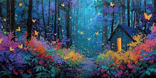 Wald Diamond Painting Erwachsene, Häuser Diamond Painting Set für Kinder, Crystal Art für Anfänger, DIY Diamant Kunst Mosaikherstellung, Diamant Kunst Erwachsene Groß XXL, Wand Deko, 40x80cm p-666 von Duushuait