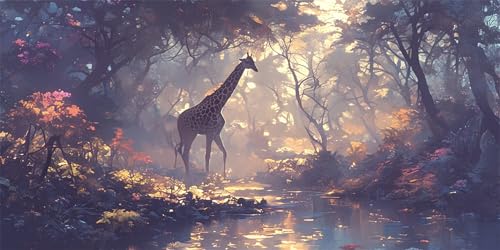 Wald Diamond Painting Erwachsene, Hirsch Diamond Painting Set für Kinder, Crystal Art für Anfänger, DIY Diamant Kunst Mosaikherstellung, Diamant Kunst Erwachsene Groß XXL, Wand Deko, 80x160cm p-663 von Duushuait