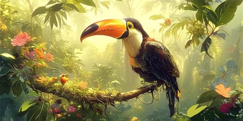 Wald Diamond Painting Erwachsene, Vogel Diamond Painting Set für Kinder, Crystal Art für Anfänger, DIY Diamant Kunst Mosaikherstellung, Diamant Kunst Erwachsene Groß XXL, Wand Deko, 80x160cm p-667 von Duushuait