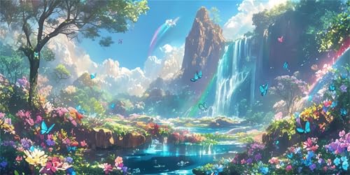 Wasserfall Diamond Painting Erwachsene, Regenbogen Diamond Painting Set für Kinder, Crystal Art für Anfänger, Diamant Kunst Mosaikherstellung, Diamant Kunst Erwachsene XXL, Wand Deko, 60x120cm p-621 von Duushuait