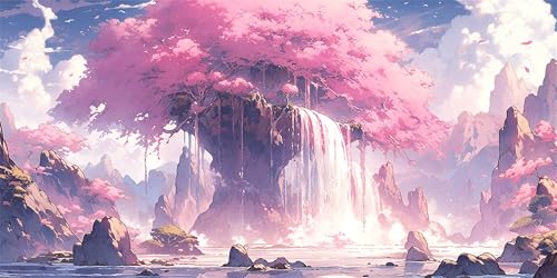 Wasserfall Diamond Painting Erwachsene, Rosa Diamond Painting Set für Kinder, Crystal Art für Anfänger, DIY Diamant Kunst Mosaikherstellung, Diamant Kunst Erwachsene XXL, Wand Deko, 80x160cm p-623 von Duushuait