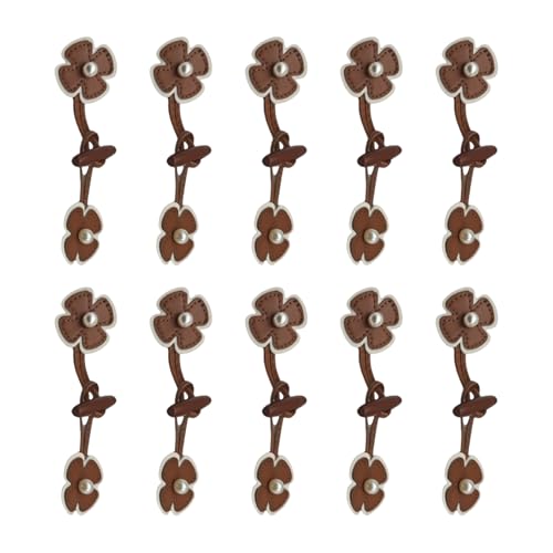 10 Stück PU-Leder-Knebelverschlüsse zum Aufnähen mit Hornknöpfen, Retro-Blumenverschlüsse, Nähzubehör für Jacken 10 Stück PU-Leder-Knebelverschlüsse zum Aufnähen mit Hornknöpfen, Retro-Blumenverschlüsse, Nähzubehör für Jacken von Duyeuau