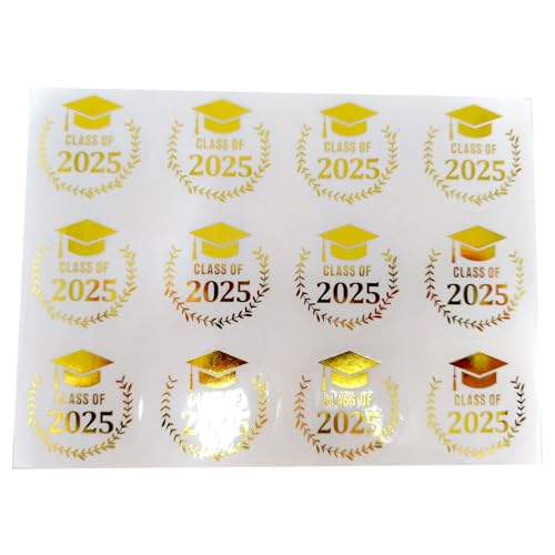 120 Stück Goldfolien-Aufkleber für Abschlusshut, 40 mm, selbstklebende PET-Aufkleber, wasserabweisend, Versiegelungsetiketten für Siegel, Umschläge, Karten von Duyeuau