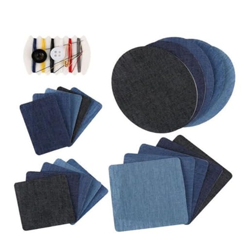 20 Stück Jeans-Flicken zum Aufbügeln mit Näh-Reparatur-Set innen und außen, stärkste selbstklebende Kleidungsflicken für Kleidung 20 Stück Jeans-Flicken zum Aufbügeln mit Näh-Reparatur-Set innen und außen, stärkste selbstklebende Kleidungsflicken für Kleidung von Duyeuau