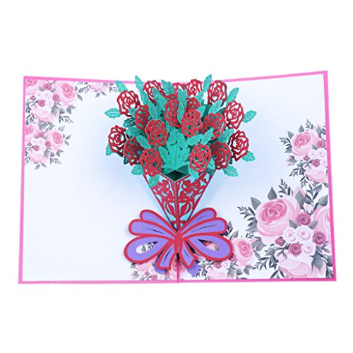 3D Grußkarte für Rosen Blumen Weihnachten Geburtstag Neujahr Einladung von Duyeuau