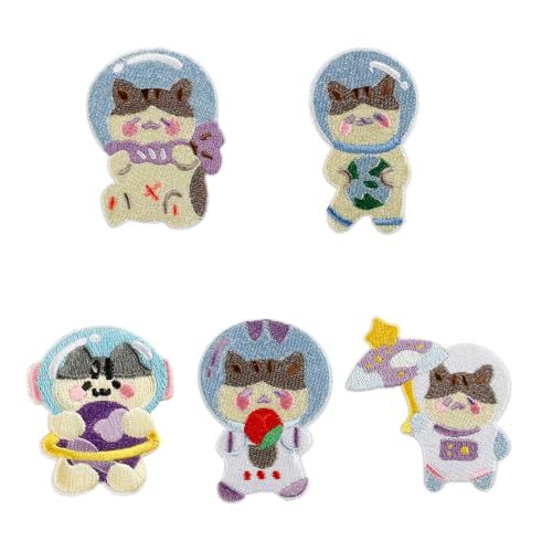 5 Stück bestickte Aufnäher mit Cartoon-Katzen, zum Aufbügeln, Astronauten-Abzeichen, Aufnäher für Tasche 5 Stück bestickte Aufnäher mit Cartoon-Katzen, zum Aufbügeln, Astronauten-Abzeichen, Aufnäher für Tasche von Duyeuau