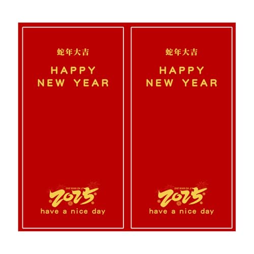 50 Stück Aufkleber "Happy New Year", 5,1 x 10,2 cm, selbstklebendes Verpackungsetikett für Geschenkboxen, Verpackungen von Duyeuau
