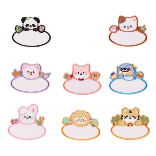 8 Stück Panda Aufnäher Cartoon Tier Rohlinge Namen Aufbügler Patches Kaninchen Reparatur Flicken für Kleidung Dekoration von Duyeuau
