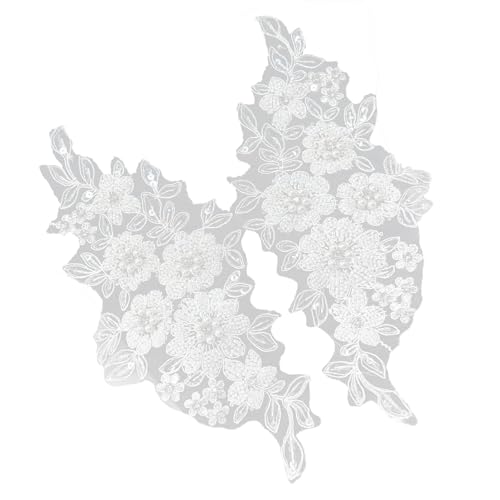 Bestickte Blumen-Aufnäher für Hochzeitskleid, Abendkleid, Perlen, Strass, zum Aufnähen, bestickte Applikation Bestickte Blumen-Aufnäher für Hochzeitskleid, Abendkleid, Perlen, Strass, zum Aufnähen, bestickte Applikation von Duyeuau