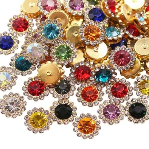 Blumen-Strasssteine zum Aufnähen, flache Rückseite, klares Glas mit Loch für Kleider, Kleidung, Schuhe, Taschen, Schmuck, 200 Stück von Duyeuau