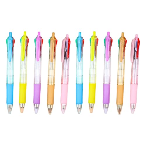 Duyeuau 10 Stück Multicolor Pen 4 in 1 Druckkugelschreiber Einfacher Kugelschreiber Schule Bürobedarf zum Schreiben Duyeuau 10 Stück Multicolor Pen 4 in 1 Druckkugelschreiber Einfacher Kugelschreiber Schule Bürobedarf zum Schreiben von Duyeuau