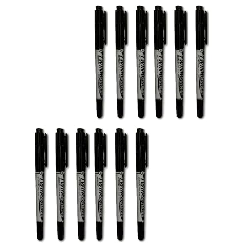 Duyeuau 12 x Doppelspitzen-Marker, schnell trocknend, Permanentmarker, Marker für Stoff, Metall, Fineliner, Grafiken, Zeichnungsmarker von Duyeuau