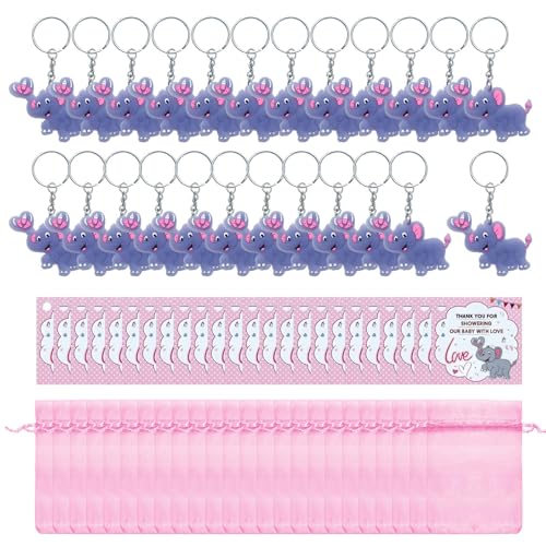 Duyeuau Elefanten-Schlüsselanhänger, Großpackung, Babyparty-Dekorationen mit Organzas-Tasche, Dankeschön, Gastparty, Gast-Souvenir, 24 Stück Duyeuau Elefanten-Schlüsselanhänger, Großpackung, Babyparty-Dekorationen mit Organzas-Tasche, Dankeschön, Gastparty, Gast-Souvenir, 24 Stück von Duyeuau