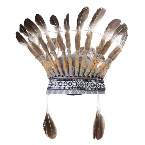 Duyeuau Indianer-Stirnband, indisches Kostüm, Zubehör, ethnischer Schmuck, Zubehör, Kopfschmuck für Maskeraden von Duyeuau