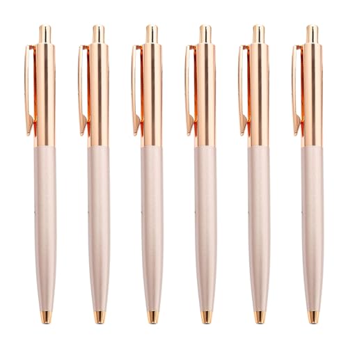 Duyeuau Metall-Kugelschreiber, einziehbarer Kugelschreiber, Business-Signierstift, glatt zu schreiben, für Hotelempfang, 6 Stück von Duyeuau