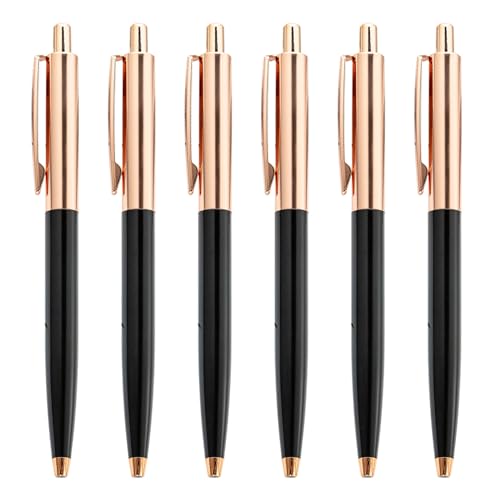 Duyeuau Metall-Kugelschreiber, einziehbarer Kugelschreiber, Business-Signierstift, glatt zu schreiben, für Hotelempfang, 6 Stück von Duyeuau