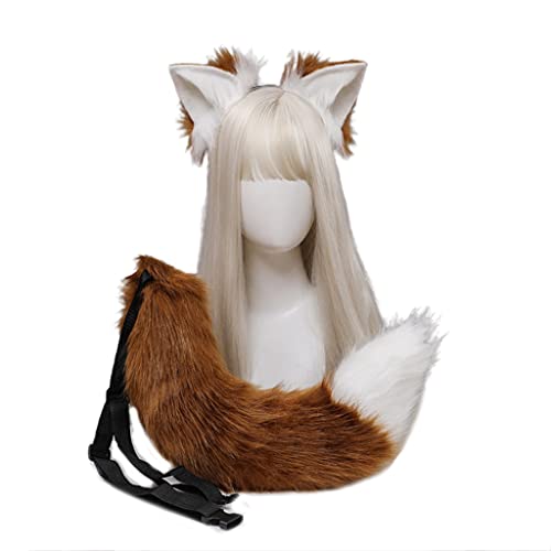 Duyeuau Tierohren für Damen, Kopfschmuck, Schwanz, Set, Plüsch-Stirnband, Anime, für Halloween, Weihnachten, Cosplay-Zubehör Duyeuau Tierohren für Damen, Kopfschmuck, Schwanz, Set, Plüsch-Stirnband, Anime, für Halloween, Weihnachten, Cosplay-Zubehör von Duyeuau
