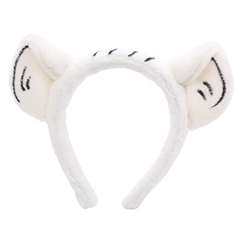 Duyeuau Weiches Stirnband mit Ohren, Plüschtier-Haarreifen zum Waschen des Gesichts, Cosplay, Cartoon-Themenparty, Kostüm von Duyeuau