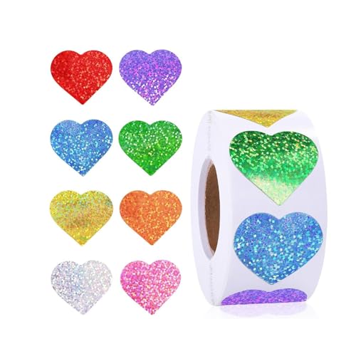 Glitzernde Herz-Aufkleber, 25 mm, selbstklebende Etiketten für Siegel, Umschläge, Karten, Hochzeit, Valentinstag, Suuplies, 500 Stück Glitzernde Herz-Aufkleber, 25 mm, selbstklebende Etiketten für Siegel, Umschläge, Karten, Hochzeit, Valentinstag, Suuplies, 500 Stück von Duyeuau