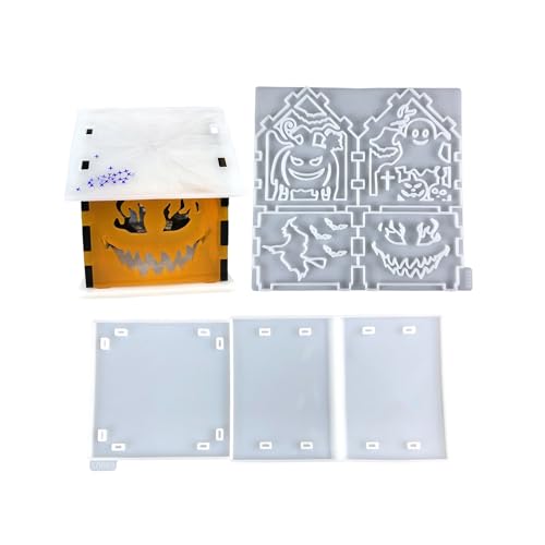 Halloween-Form für kleine Hausverzierungen, flexible Silikonform, Heimdekoration, Epoxidharz, praktisches Werkzeug zur Schmuckherstellung von Duyeuau