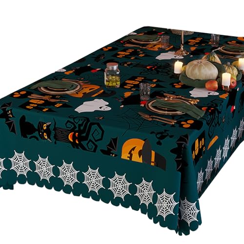 Halloween-Tischdecke für 90 bis 120 cm große Tische, Party-Dekoration, Szene, Tisch, flüssigkeitsdicht Halloween-Tischdecke für 90 bis 120 cm große Tische, Party-Dekoration, Szene, Tisch, flüssigkeitsdicht von Duyeuau