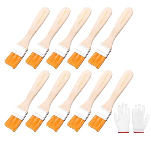 Kleine Pinsel, weiche Borsten, Holzgriff mit Handschuhen, Set für Wandschränke, Zaun und Ausbesserung, 10 Stück Kleine Pinsel, weiche Borsten, Holzgriff mit Handschuhen, Set für Wandschränke, Zaun und Ausbesserung, 10 Stück von Duyeuau