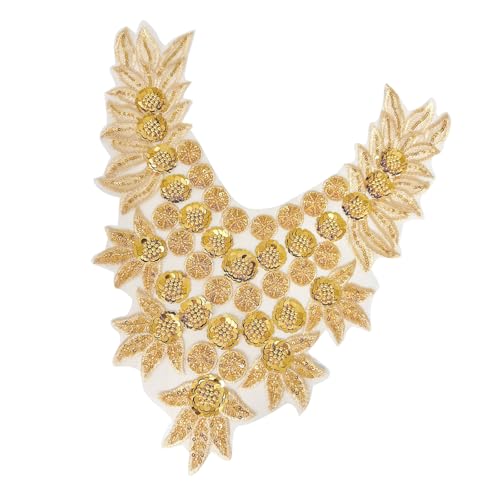 Perlen-Pailletten zum Aufnähen, Kragen-Flicken für Hochzeitskleid, Abendkleid, bestickte Perlen, Pailletten, Aufnäher zum Aufnähen von Duyeuau