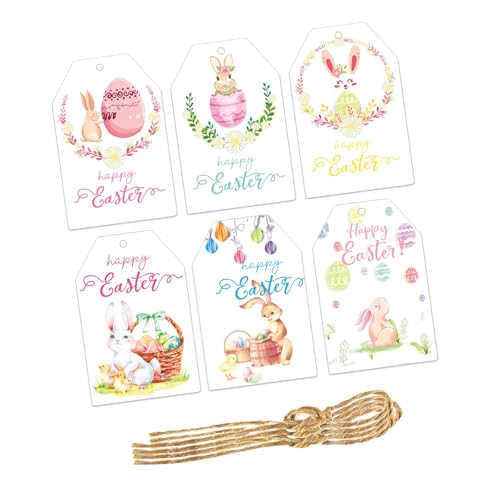 Set mit 60 eleganten Oster-Anhängern, Dekoration, bunte Karten zum Aufhängen, für Familienfeiern und Veranstaltungen von Duyeuau