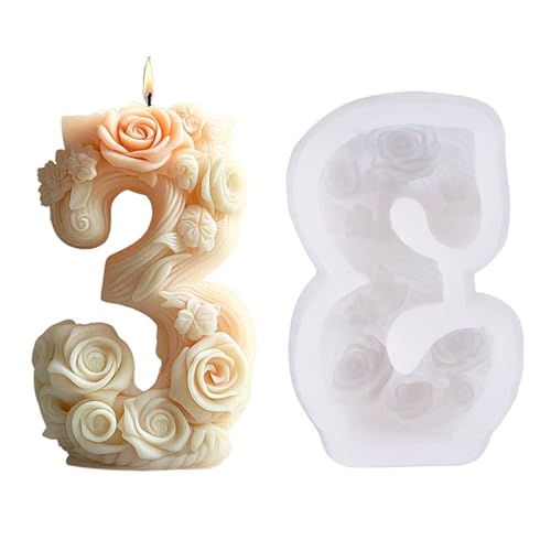 Silikonformen mit 3D-Blumen-Zahlen, Epoxidharz, Silikonformen für handgefertigte Heimdekoration, Seifenherstellung von Duyeuau