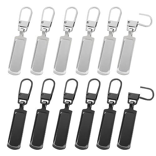 Pack of 12 Reisverschlussreparatur Set, Reisverschlusszieher, Reisverschlusszieher Zipper, Fix a Zipper, Reißverschluss Zipper ersatz, Pull Removable Metal Zip for Jackets Clothing Trousers von Duyteop