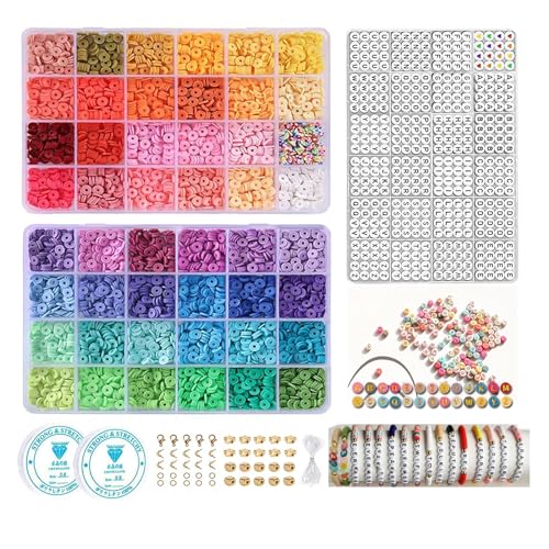 48 Farben 11000 Stück Perlen Set Zum Auffädeln, 3 Boxen Perlen für Armbänder, Buchstabenperlen zum Auffädeln,Perlenset Polymer Clay Beads für DIY Schmuck Halskette Ohrringe Kette für Kinder 48 Farben 11000 Stück Perlen Set Zum Auffädeln, 3 Boxen Perlen für Armbänder, Buchstabenperlen zum Auffädeln,Perlenset Polymer Clay Beads für DIY Schmuck Halskette Ohrringe Kette für Kinder von Duzziyyaa