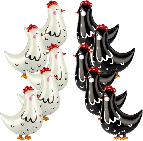 10 Huhn Ballons, Niedliche Hühner Deko für Kindergeburtstag und Bauernhof-Party, 5 Weiße und 5 Schwarze Luftballons als Airwalker Ballon 10 Huhn Ballons, Niedliche Hühner Deko für Kindergeburtstag und Bauernhof-Party, 5 Weiße und 5 Schwarze Luftballons als Airwalker Ballon von DvBCNMe