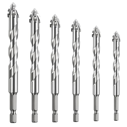 Bohrersets, 6-Teiliger Vierschneidiger Sägezahn Exzenterbohrer, 4/5/6/8/10/12 mm Hochfeste Fräsbohrer für Beton, Holz und Metall, Hartmetallbohrer Bohrersets, 6-Teiliger Vierschneidiger Sägezahn Exzenterbohrer, 4/5/6/8/10/12 mm Hochfeste Fräsbohrer für Beton, Holz und Metall, Hartmetallbohrer von DvBCNMe
