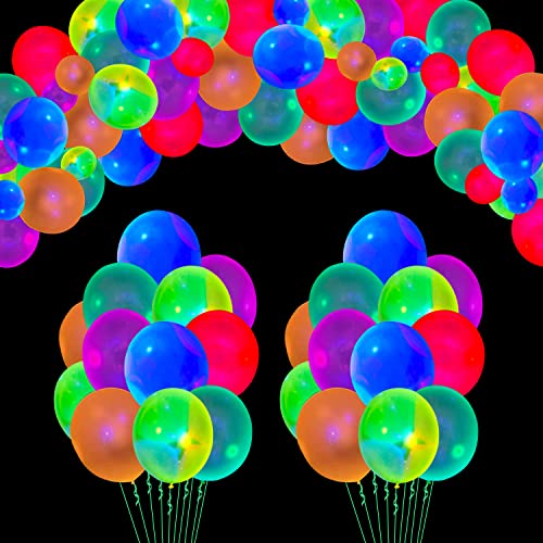 100 Stück Partyzubehör Glow Party Neon Party Supplies Set Neon Glow Balloons Glow in the Dark, Fluoreszierende Neon Ballons für Geburtstag Party Ballons, Neon Balloons Dekoration, leuchtende Ballons von Dvaorc