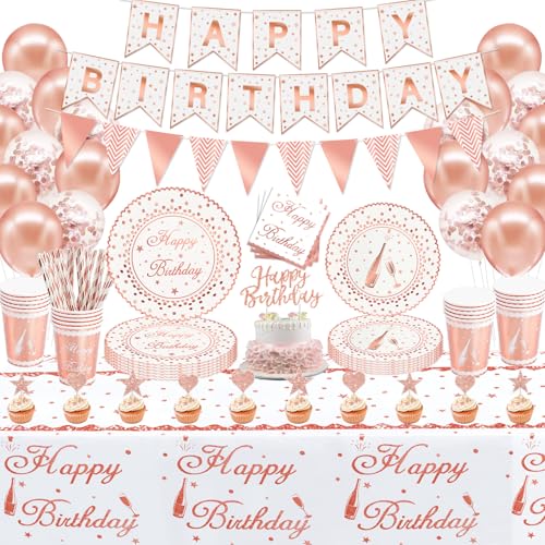 120 Pack Rose Gold Party Supplies Rose Gold & White Party Dekorationen Mädchen Geburtstag Dekorationen Geschirr Set Rose Gold Geburtstag Teller, Servietten, Geburtstag Banner, Tischdecke Serviert 20 120 Pack Rose Gold Party Supplies Rose Gold & White Party Dekorationen Mädchen Geburtstag Dekorationen Geschirr Set Rose Gold Geburtstag Teller, Servietten, Geburtstag Banner, Tischdecke Serviert 20 von Dvaorc