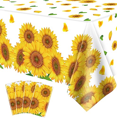 4 Pack Sonnenblume Tischdecke 51 x 86 Zoll Kunststoff rustikale Sonnenblume Party Tischdecke Sonnenblume Tischabdeckungen für Indoor Outdoor Party Dekorationen von Dvaorc
