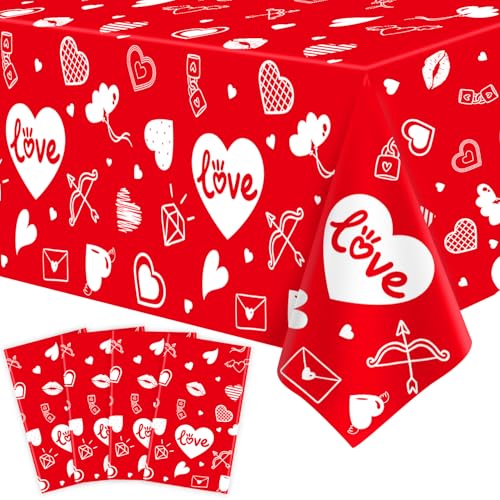 4 Stücke Rote Valentinstag Tischdecke Valentine Liebe Herz Tischdecke Valentinstag Party Dekoration Liebe Herz Tischdecke Valentinstag Hochzeit Jahrestag Geburtstag Dekor 86 x 51 Zoll von Dvaorc