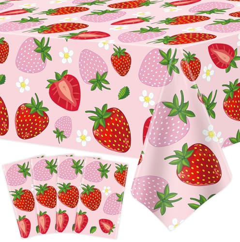 Erdbeer-Tischdecke, Erdbeer-Tischdecke, Erdbeer-Party-Tischdecke, Erdbeer-Tischdecke, Erdbeer-Tischdecke, 130 x 213 cm, für Innen- und Außenbereich, Party-Dekorationen, 4 Stück Erdbeer-Tischdecke, Erdbeer-Tischdecke, Erdbeer-Party-Tischdecke, Erdbeer-Tischdecke, Erdbeer-Tischdecke, 130 x 213 cm, für Innen- und Außenbereich, Party-Dekorationen, 4 Stück von Dvaorc