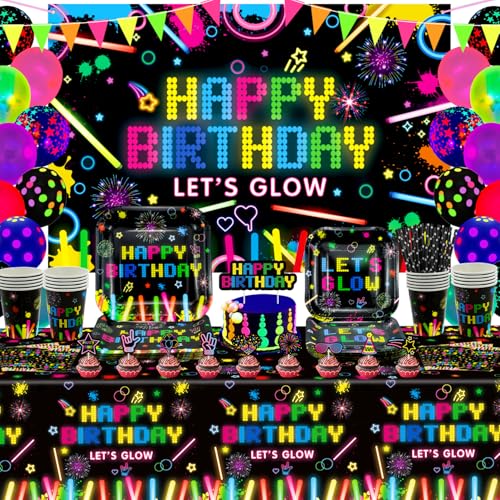 177 STCK Glühen Neon Party Zubehör Neon Glühen Geschirrset Neon Luftballon Glühen im Dunkeln Geburtstags-Banner Leuchtende Backdrop Tortenaufleger für Schwarzlicht-Party-Dekoration für 20 177 STCK Glühen Neon Party Zubehör Neon Glühen Geschirrset Neon Luftballon Glühen im Dunkeln Geburtstags-Banner Leuchtende Backdrop Tortenaufleger für Schwarzlicht-Party-Dekoration für 20 von Dvaorc