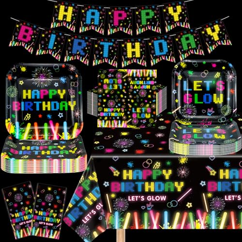 123 Packung leuchtende Neon Party Zubehör Neon leuchtende Geschirr Set Neon leuchten in der dunklen Geburtstag Banner leuchtende Thematische Servietten für Schwarzlicht Party Dekoration dient 40 123 Packung leuchtende Neon Party Zubehör Neon leuchtende Geschirr Set Neon leuchten in der dunklen Geburtstag Banner leuchtende Thematische Servietten für Schwarzlicht Party Dekoration dient 40 von Dvaorc