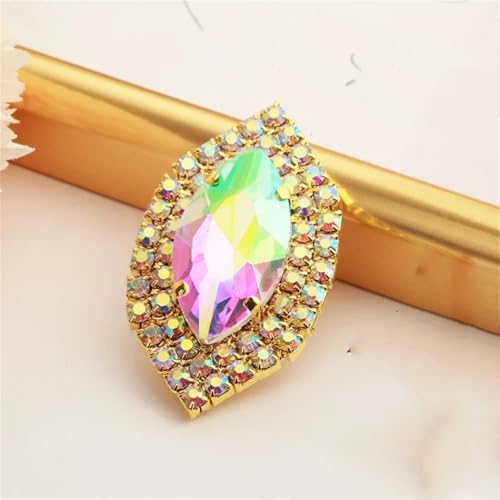 Kristallknöpfe mit flacher Rückseite, goldfarben, zum Aufnähen auf Bühnenkleidung, 4 Stück Kristallknöpfe mit flacher Rückseite, goldfarben, zum Aufnähen auf Bühnenkleidung, 4 Stück von Dvbfufv