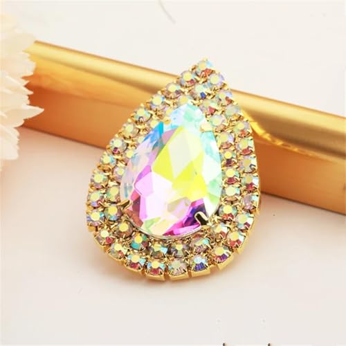 Kristallknöpfe mit flacher Rückseite, goldfarben, zum Aufnähen auf Bühnenkleidung, 4 Stück Kristallknöpfe mit flacher Rückseite, goldfarben, zum Aufnähen auf Bühnenkleidung, 4 Stück von Dvbfufv